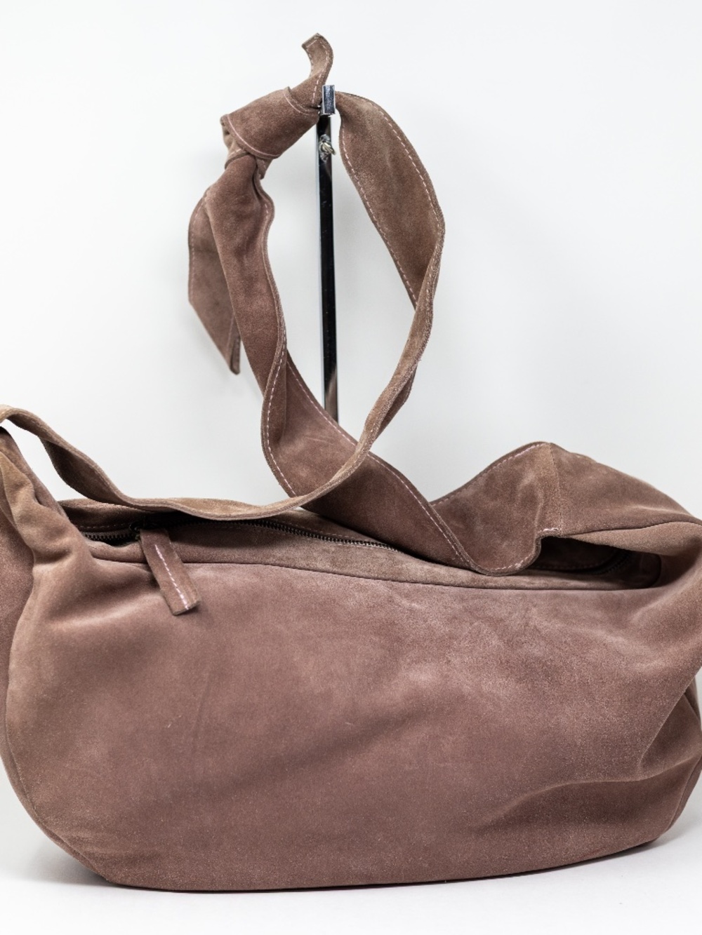 Chloe Genuine Suede Leather Oversized Hobo Twist Knot Tie Shoulder Purse Bag